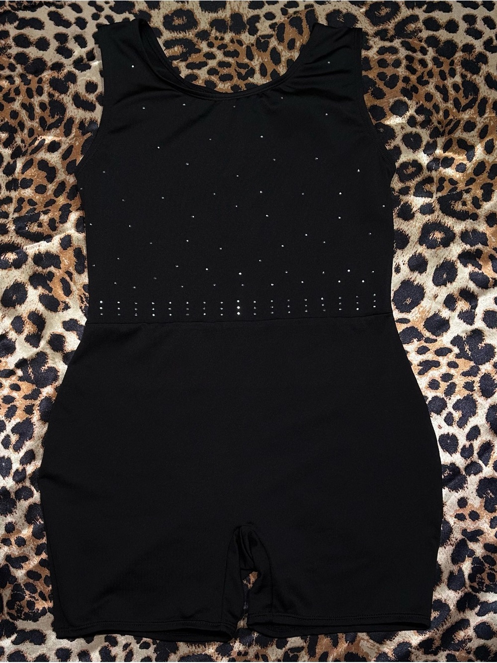Cat & Jack Black Rhinestone Gymnastics Leotard Unitard Romper